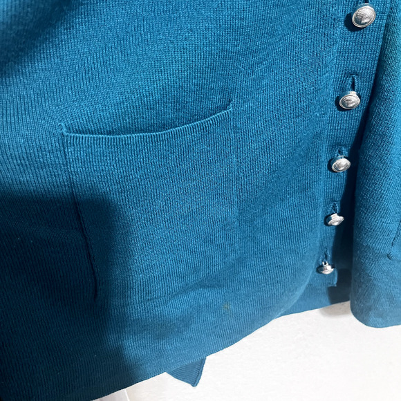 Anne Klein Cardigan Teal Green women's L Ruffle Sleeves button front long length - Picture 6 of 8
